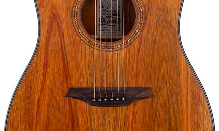 dreadnought guitar with solid mahogany top, mahogany back & sides, amara ebony fb, natural