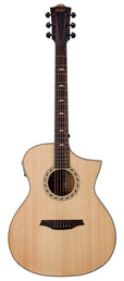 Hillside auditorium guitar, spruce top, mahogany back & sides, amara ebony fb, cutaway +EQ, natural