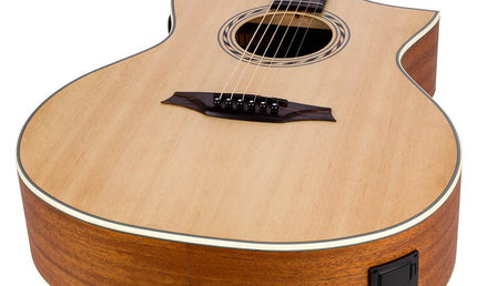Hillside auditorium guitar, spruce top, mahogany back & sides, amara ebony fb, cutaway +EQ, natural