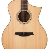 Hillside auditorium guitar, spruce top, mahogany back & sides, amara ebony fb, cutaway +EQ, natural