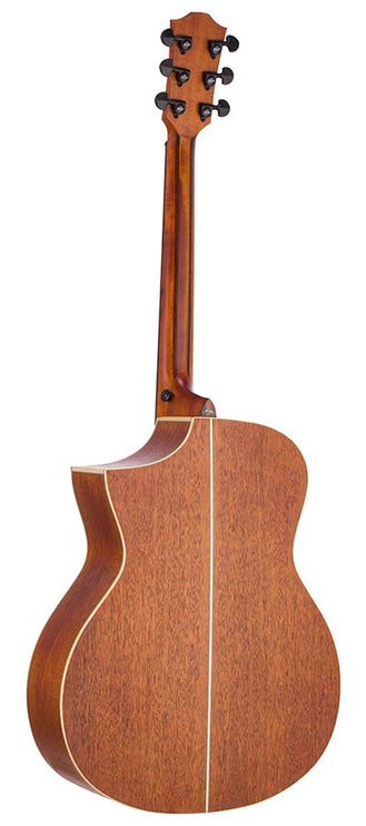 Hillside auditorium guitar with solid spruce top, mahogany b&s, cutaway, amara ebony fb, natural