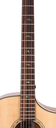Hillside auditorium guitar with solid spruce top, mahogany b&s, cutaway, amara ebony fb, natural