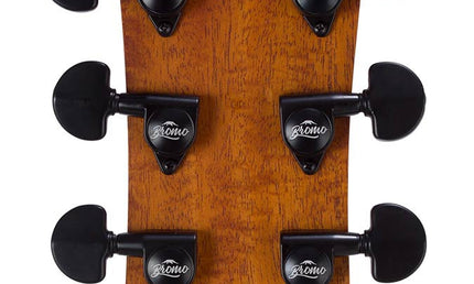 Hillside auditorium guitar with solid spruce top, mahogany b&s, cutaway, amara ebony fb, natural
