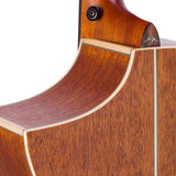 Hillside auditorium guitar with solid spruce top, mahogany b&s, cutaway, amara ebony fb, natural