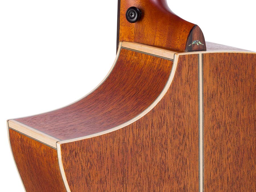 Hillside auditorium guitar with solid spruce top, mahogany b&s, cutaway, amara ebony fb, natural