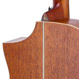 Hillside auditorium guitar with solid spruce top, mahogany b&s, cutaway, amara ebony fb, natural