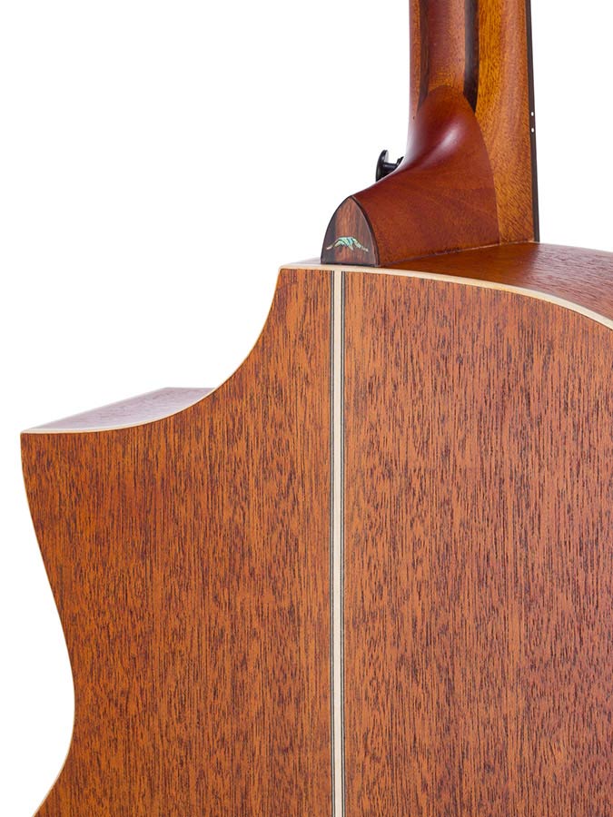 Hillside auditorium guitar with solid spruce top, mahogany b&s, cutaway, amara ebony fb, natural