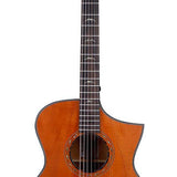 Hillside auditorium guitar with solid mahogany top, mahogany b&s, cutaway, amara ebony fb, natural