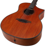 Hillside auditorium guitar with solid mahogany top, mahogany b&s, cutaway, amara ebony fb, natural