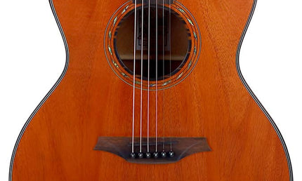 Hillside auditorium guitar with solid mahogany top, mahogany b&s, cutaway, amara ebony fb, natural