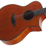 Hillside auditorium guitar with solid mahogany top, mahogany b&s, cutaway, amara ebony fb, natural