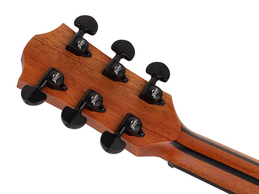 Hillside auditorium guitar with solid mahogany top, mahogany b&s, cutaway, amara ebony fb, natural