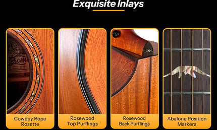 Hillside auditorium guitar with solid mahogany top, mahogany b&s, cutaway, amara ebony fb, natural