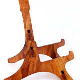 solid Trembesi wooden guitar stand, with cork supports (large logo at front of the stand)