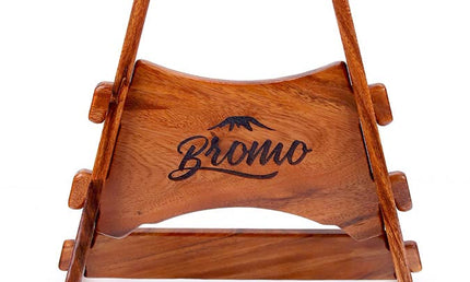 solid Trembesi wooden guitar stand, with cork supports (large logo at front of the stand)