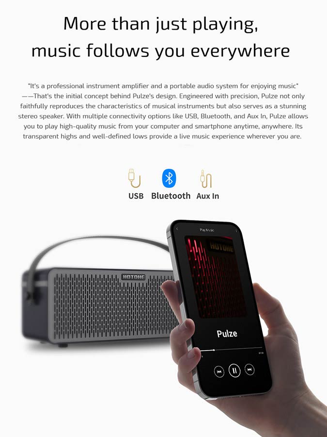 HoTone - AP-30BK - Bluetooth Digital Modeling Amplifier PULZE, Touch Screen, 2x 3 – 30W, Black