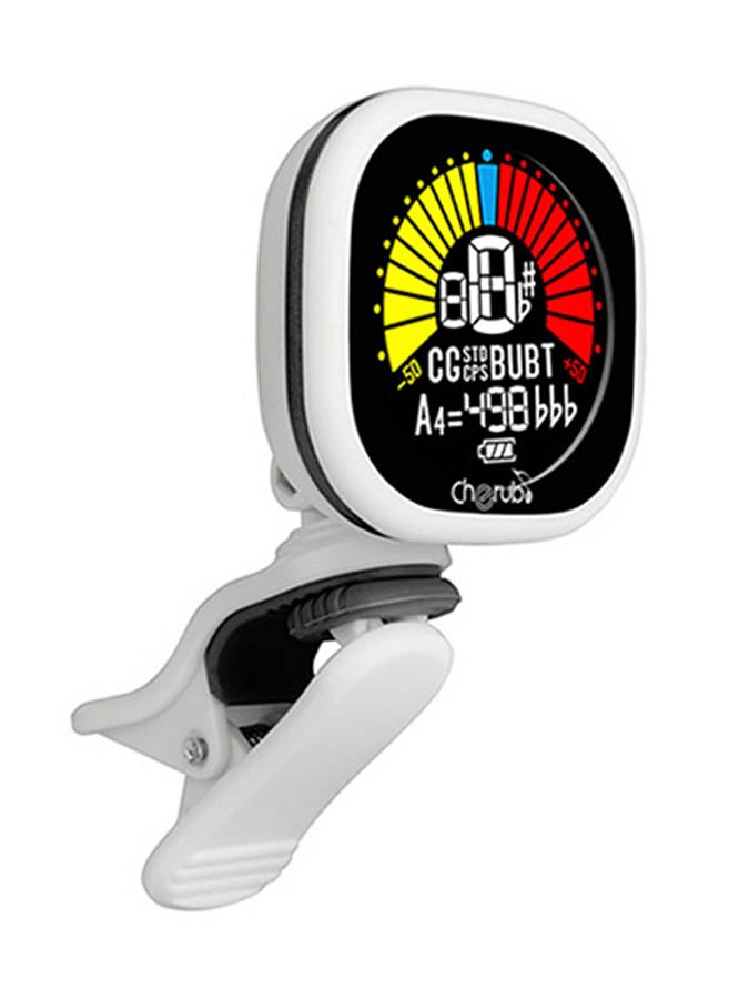 Cherub - WST-675/WH - Rechargeable Chromatic Auto-On Tuner (also G+B+U), White