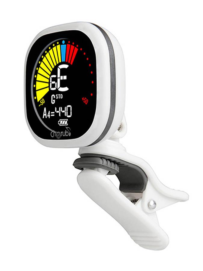 Cherub - WST-675/WH - Rechargeable Chromatic Auto-On Tuner (also G+B+U), White