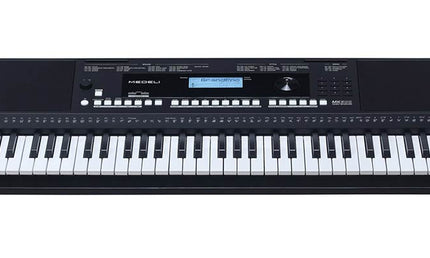 keyboard, 61 touch sensitive keys, backlit LCD, pitch-bend,  2 x 15 watt