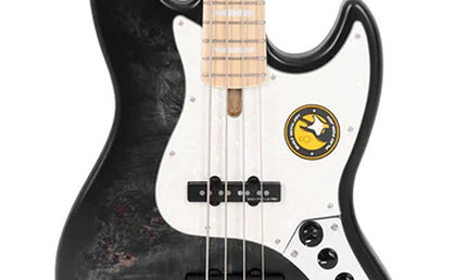 swamp ash reissue 4-string active bass guitar, transparent black satin