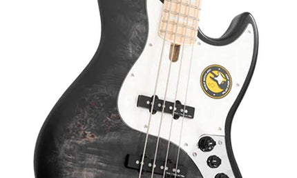 swamp ash reissue 4-string active bass guitar, transparent black satin