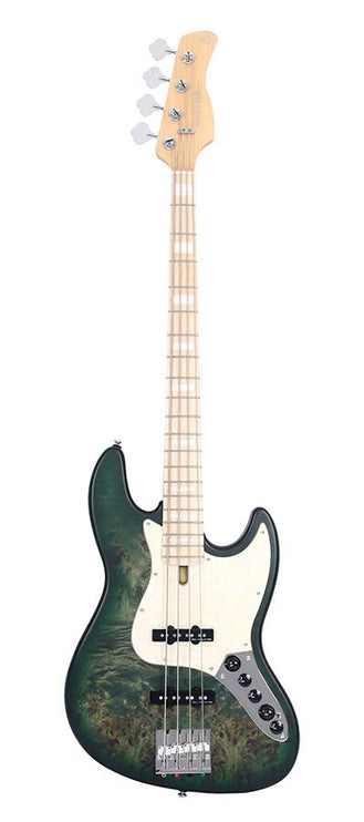 swamp ash reissue 4-string active bass guitar, transparent green satin