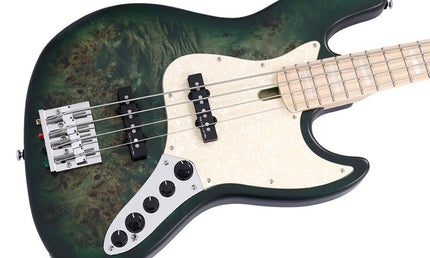 swamp ash reissue 4-string active bass guitar, transparent green satin