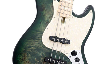 swamp ash reissue 4-string active bass guitar, transparent green satin