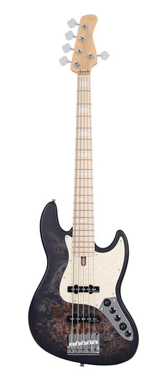 swamp ash reissue 5-string active bass guitar, transparent black satin