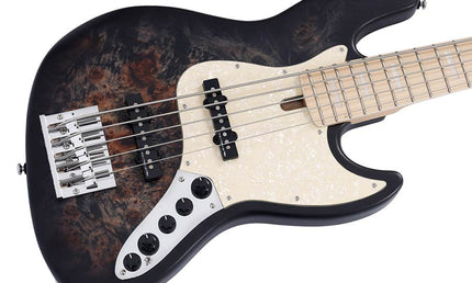 swamp ash reissue 5-string active bass guitar, transparent black satin