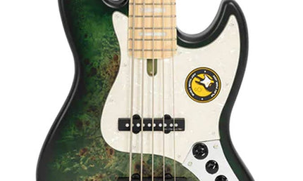 swamp ash reissue 5-string active bass guitar, transparent green satin