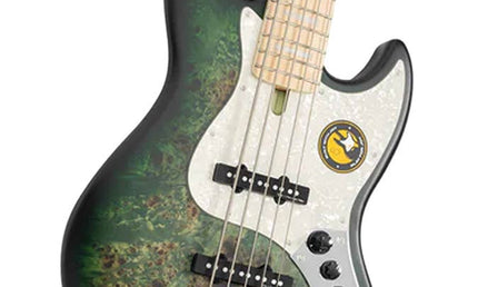 swamp ash reissue 5-string active bass guitar, transparent green satin