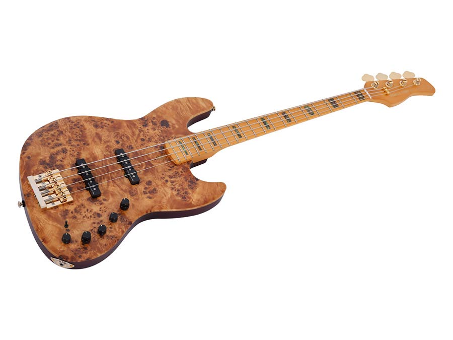 Sire Basses - V10 4/nts - Swamp Ash + Poplar Burl 4-String Active Bass Guitar – Natural