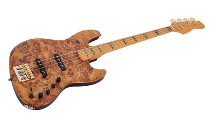 swamp ash + poplar burl 4-string active bass guitar, natural satin, incl. gigbag