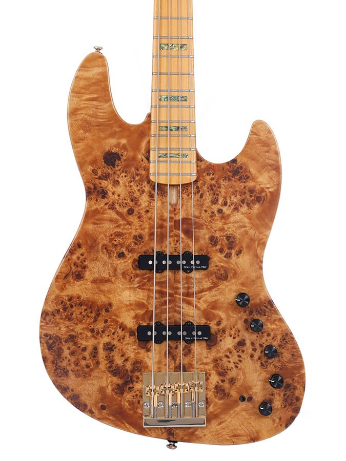 Sire Basses - V10 4/nts - Swamp Ash + Poplar Burl 4-String Active Bass Guitar – Natural