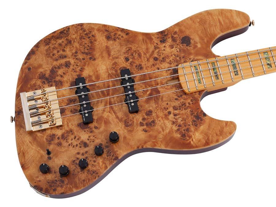 Sire Basses - V10 4/nts - Swamp Ash + Poplar Burl 4-String Active Bass Guitar – Natural