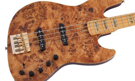 swamp ash + poplar burl 4-string active bass guitar, natural satin, incl. gigbag