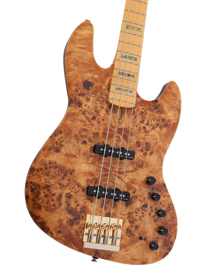 Sire Basses - V10 4/nts - Swamp Ash + Poplar Burl 4-String Active Bass Guitar – Natural