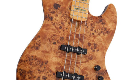 swamp ash + poplar burl 4-string active bass guitar, natural satin, incl. gigbag