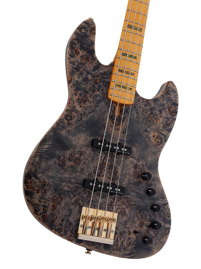 Sire Basses - V10 4/tbks - Swamp Ash + Poplar Burl 4-String Active Bass Guitar – Transparent Black
