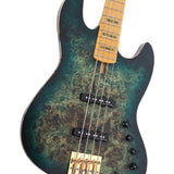 Sire Basses - V10 4/tgrs - Swamp Ash + Poplar Burl 4-String Active Bass Guitar – Transparent Green