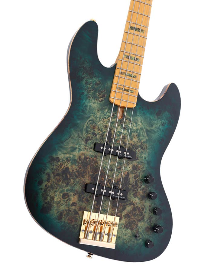 Sire Basses - V10 4/tgrs - Swamp Ash + Poplar Burl 4-String Active Bass Guitar – Transparent Green