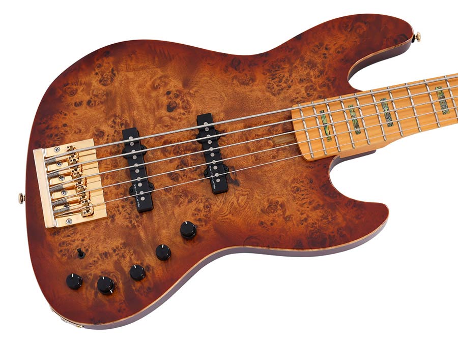 Sire Basses - V10 5/nts - Swamp Ash + Poplar Burl 5-String Active Bass Guitar – Natural