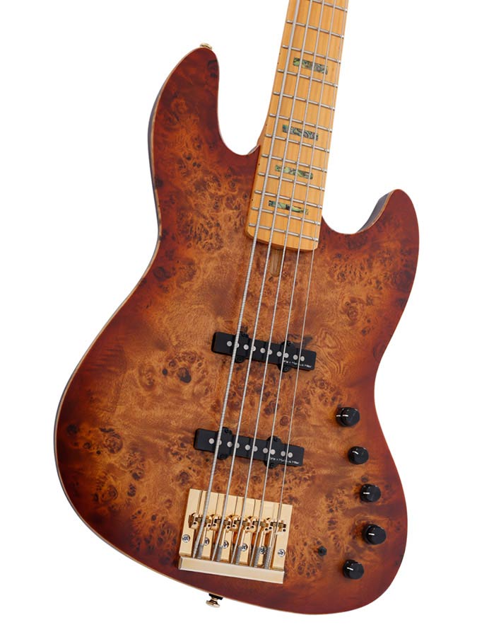 Sire Basses - V10 5/nts - Swamp Ash + Poplar Burl 5-String Active Bass Guitar – Natural