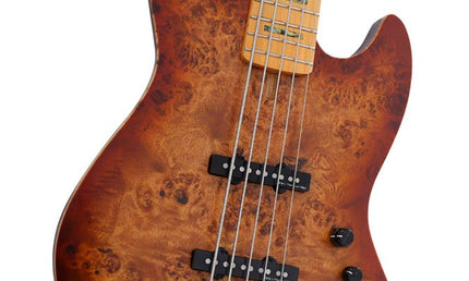 swamp ash + poplar burl 5-string active bass guitar, natural satin, incl. gigbag