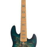 Sire Basses - V10 5/TGRS - swamp ash + poplar burl 5-string active bass guitar, transparent green satin, incl – Transparent Green