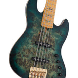 Sire Basses - V10 5/tgrs - Swamp Ash + Poplar Burl 5-String Active Bass Guitar – Transparent Green