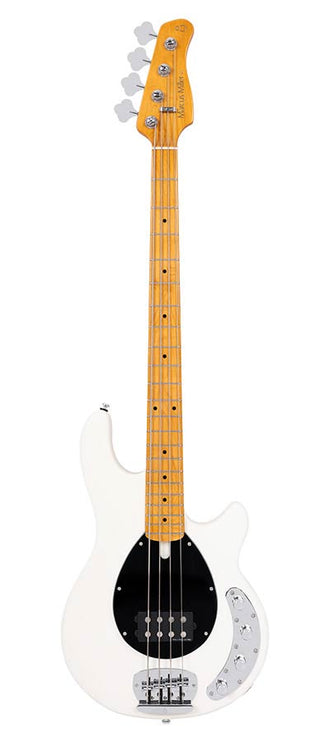 mahogany 4-string active bass guitar, antique white