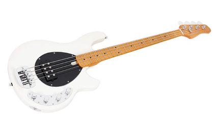 mahogany 4-string active bass guitar, antique white