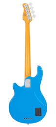 mahogany 4-string active bass guitar, blue